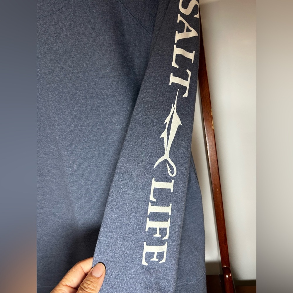 Salt Life Women’s Small Heather Blue Crewneck Sweatshirt Long Sleeve Graphic - Picture 4 of 7